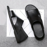 Riolio Men's Solid Color Open Toe Breathable Sandals, Comfy Non Slip Casual Durable Beach Water Shoes, Men's Footwear