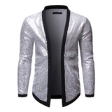 Riolio Men's Casual Chic Jacket, Street Style Spangle Decoration Open-Front Cardigan Jacket For Party Dinner Performance