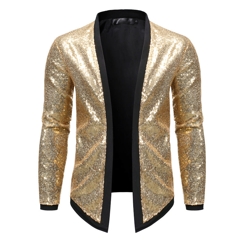 Riolio Men's Casual Chic Jacket, Street Style Spangle Decoration Open-Front Cardigan Jacket For Party Dinner Performance