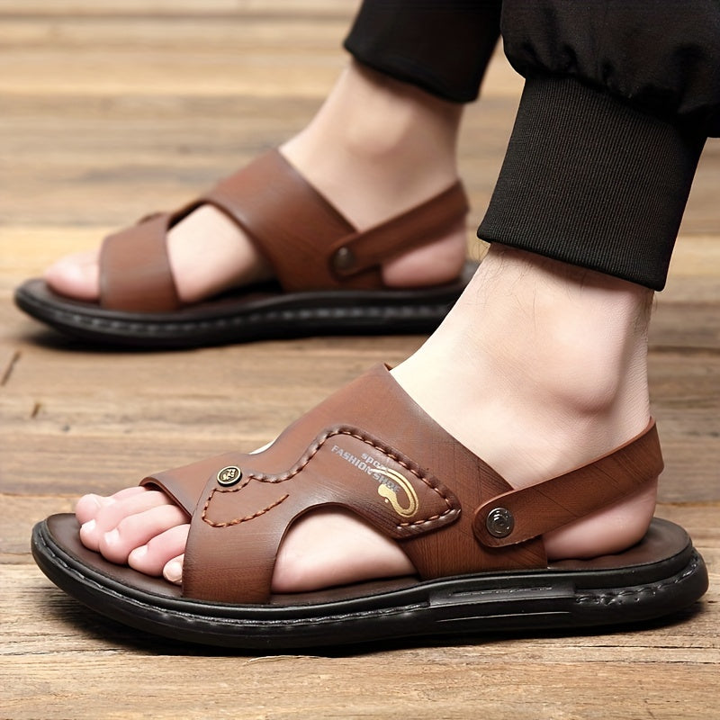 Riolio Men's Dual Purpose Sandals, Casual Hollow Out Non Slip Shoes, Open Toe Shoes For Outdoor Beach, Spring And Summer