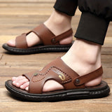 Riolio Men's Dual Purpose Sandals, Casual Hollow Out Non Slip Shoes, Open Toe Shoes For Outdoor Beach, Spring And Summer