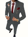 Riolio Mens Suit Plaid Tuxedos Business Suits Slim Fit Double Breasted