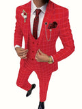 Riolio Mens Suit Plaid Tuxedos Business Suits Slim Fit Double Breasted