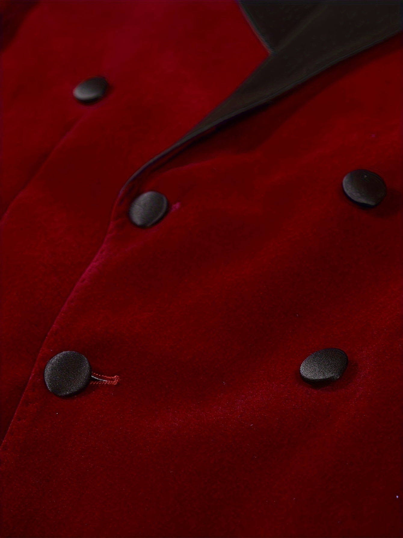 Riolio Men'S Elegant Red Velvet Blazer, Casual Style Double-Breasted Suit Jacket, Polyester 100%, Skinny Fit, Solid Color, All-Season, with Lapel Collar and Button Details