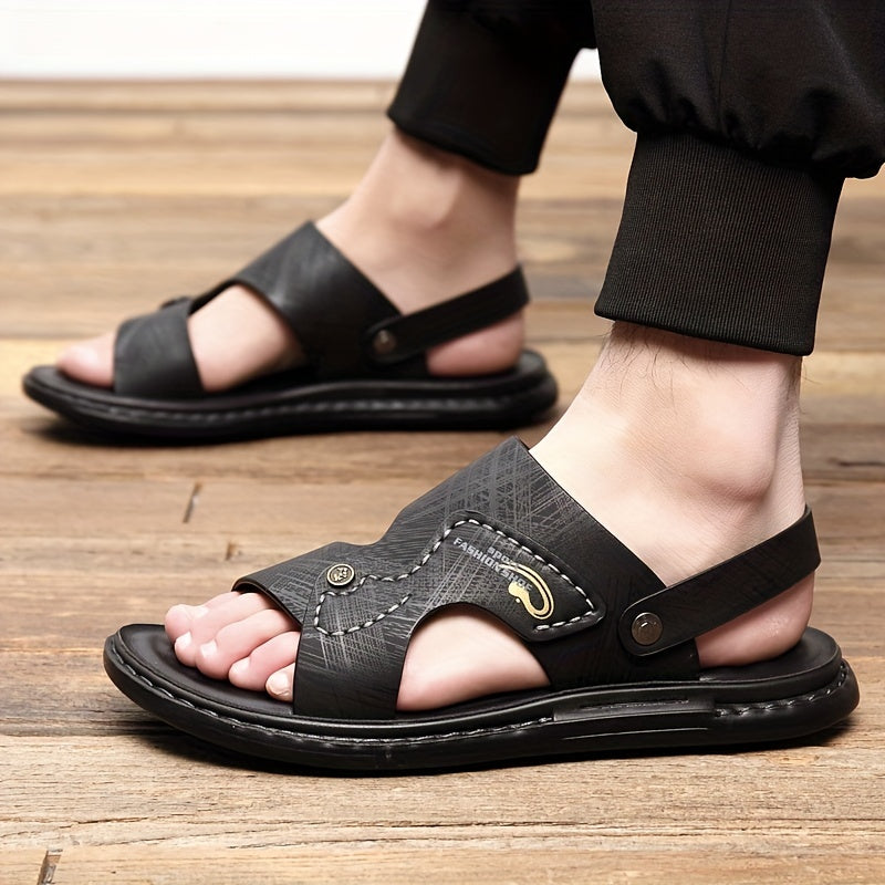 Riolio Men's Dual Purpose Sandals, Casual Hollow Out Non Slip Shoes, Open Toe Shoes For Outdoor Beach, Spring And Summer