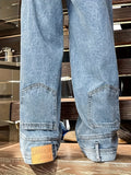 Riolio Reverse Pocket Design High Street Jeans, Men'S And Women'S Versatile Washed Wide Leg Retro Pants Suitable For All Seasons Casual