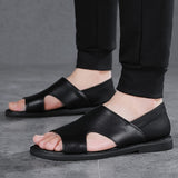 Riolio Men's Solid Color Open Toe Breathable Sandals, Comfy Non Slip Casual Durable Beach Water Shoes, Men's Footwear