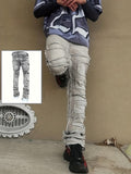 Riolio Men's Y2K Stacked Straight Leg Jeans - Distressed Ripped Details, Loose Fit Hip Hop Streetwear Denim Pants, Solid Color All-Season Casual Outfits, Streetstyle Clothing, Layered Denim Look, Durable Denim Fabric