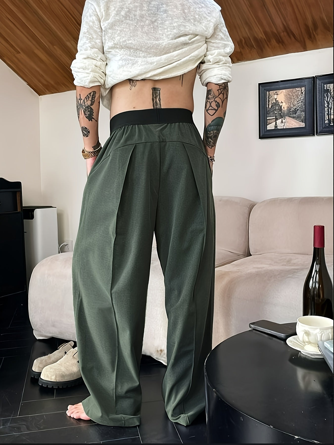 Riolio Men'S Casual Pants with a Relaxed Fit And Elastic Waistband, Featuring Contrasting Colors.