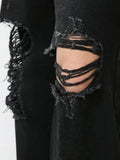 Riolio Men's Black Ripped Jeans - Distressed Denim, Loose Fit, Cotton Blend, Casual Streetwear for Skateboarding & Parties