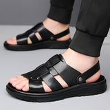 Plus Size Men's Solid Colour Open Toe Breathable Sandals, Comfy Non Slip Durable Vintage Beach Water Shoes For Men's Outdoor Activities