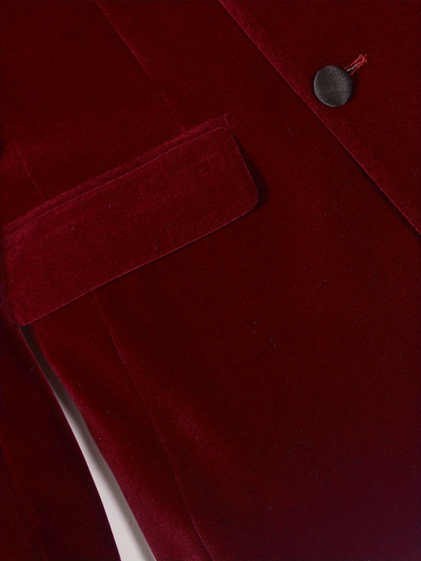 Riolio Men'S Elegant Red Velvet Blazer, Casual Style Double-Breasted Suit Jacket, Polyester 100%, Skinny Fit, Solid Color, All-Season, with Lapel Collar and Button Details