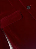 Riolio Men'S Elegant Red Velvet Blazer, Casual Style Double-Breasted Suit Jacket, Polyester 100%, Skinny Fit, Solid Color, All-Season, with Lapel Collar and Button Details