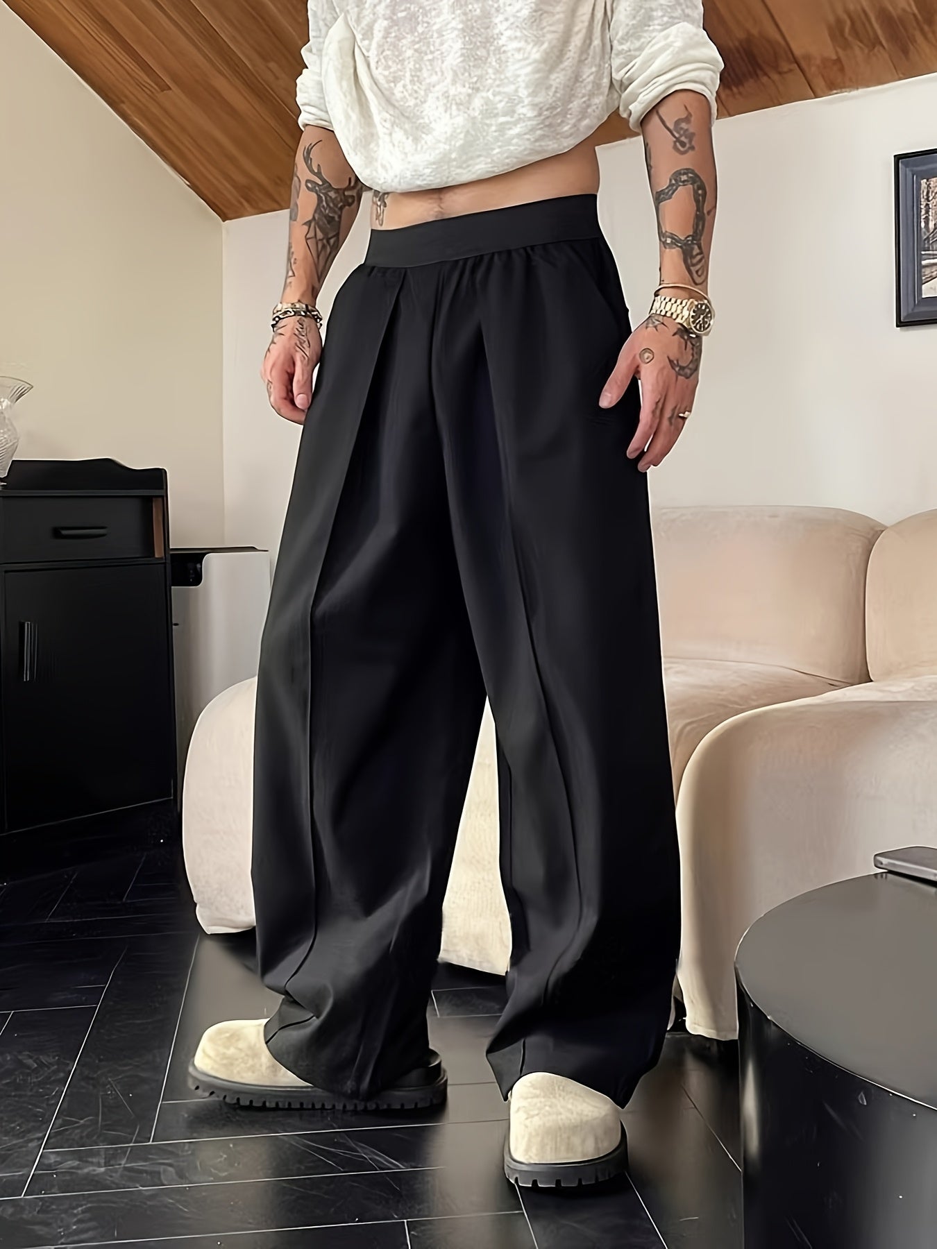 Riolio Men'S Casual Pants with a Relaxed Fit And Elastic Waistband, Featuring Contrasting Colors.