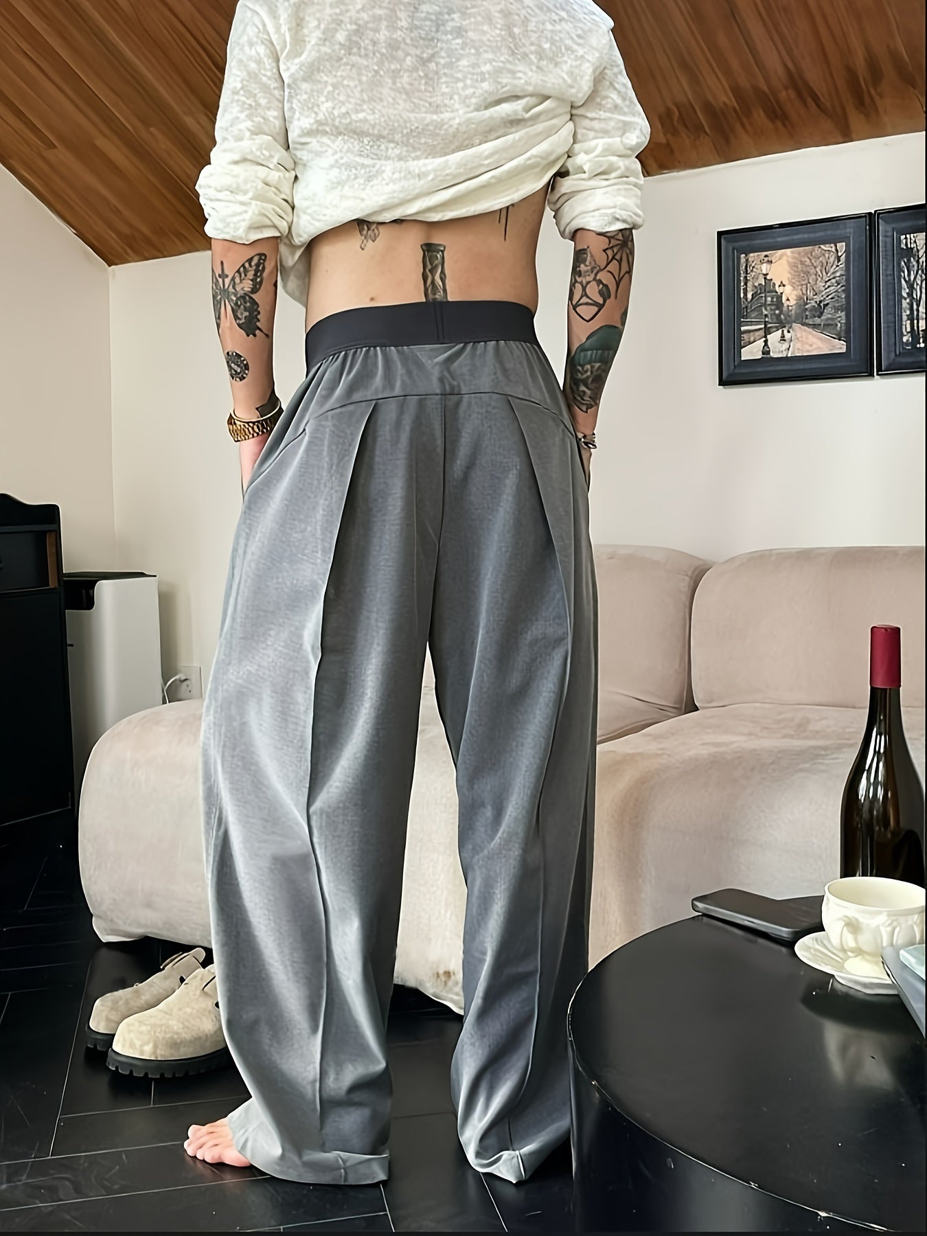 Riolio Men'S Casual Pants with a Relaxed Fit And Elastic Waistband, Featuring Contrasting Colors.
