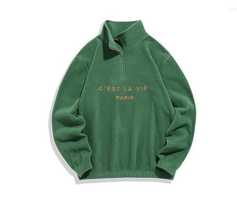 Riolio Men's Hoodie Fall Winter Fleece Sweatshirts Letter Embroidery Turtleneck Hoodies Pullover Vintage Streetwear Warm Sweats