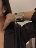 Riolio Metal Wave Asymmetry Openings Bracelet Europe Temperament Exaggerated Fashion Personality Wide Bracelet Jewelry