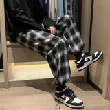 Riolio Plaid Pants Men Fashion Retro Color Contrast Casual Pants Men Streetwear Loose Hip-hop Straight Pants Mens Trousers M-3XL