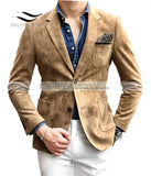 Riolio Flannel Brown Men's suit Fashion Green Jacket Blazer Prom Party Dinner Black Business Coffe Waistcoat Tuxedo  Jacket For Wedding