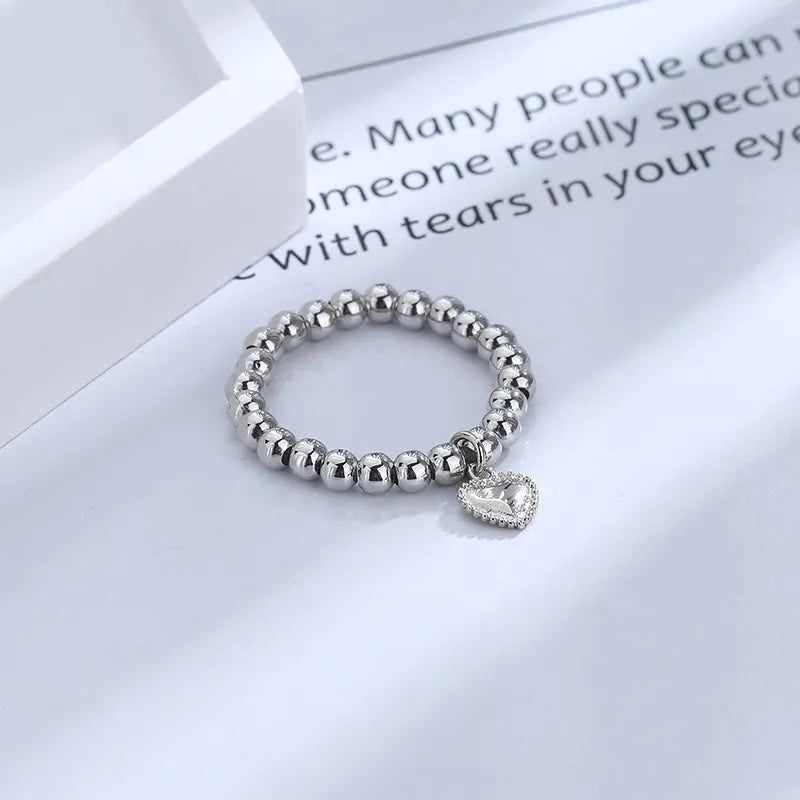 Riolio Hand-woven love beaded ring Fashion Women Men Round Ball Bead Adjustable Retro Rings Jewelry