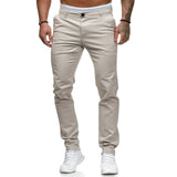 Riolio New Men's Solid Color Casual Cotton Trousers Slim Straight Business Pants All-match Trousers