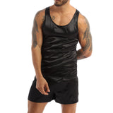 Riolio Men Satin Pajamas Pyjamas Set Sleepwear Pijama Summer Homewear Sleeveless Tops Shorts Suit Two Piece Set Men Sleepwear