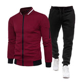 Riolio Mens Tracksuit Set Two Piece Tracksuit Men Sports Wear Fashion Colorblock Jogging Suit Autumn Winter Men Outfits Gym CLothes Men