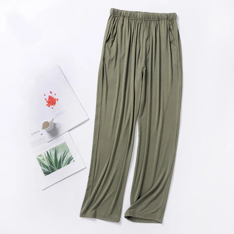 Riolio Winter Male Modal Sleeping Pants Solid Sleep Trousers Mens Pajamas Bottoms Soft Sleepwear Pyjama Homewear Spring Autumn