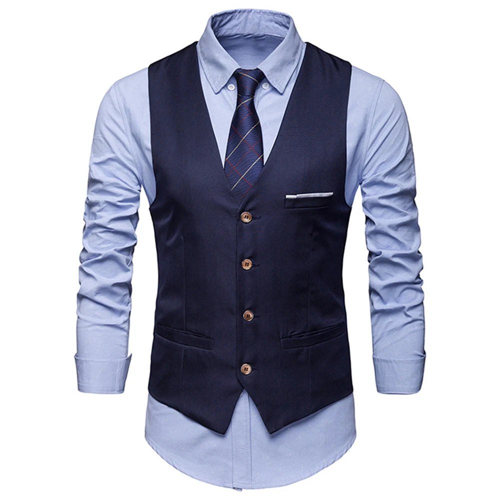Riolio Dress Vests For Men Slim Fits Mens Suit Vest Male Waistcoat Gilet Homme Casual Sleeveless Formal Business Vest chaleco hombre