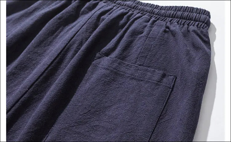 Riolio Cotton Linen Harem Pants Men Solid Elastic Waist Streetwear Joggers New Baggy Drop-crotch Pants Casual Trousers Men