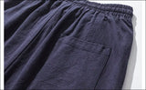 Riolio Cotton Linen Harem Pants Men Solid Elastic Waist Streetwear Joggers New Baggy Drop-crotch Pants Casual Trousers Men
