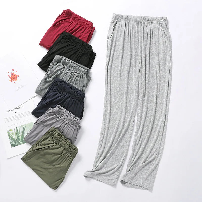 Riolio Winter Male Modal Sleeping Pants Solid Sleep Trousers Mens Pajamas Bottoms Soft Sleepwear Pyjama Homewear Spring Autumn