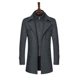 Fashion Winter Mens Wool Blends Double Collar Thick Jacket Single Breasted Trench Coat Men Size M-3Xl Brand Outdoor Warm Soft