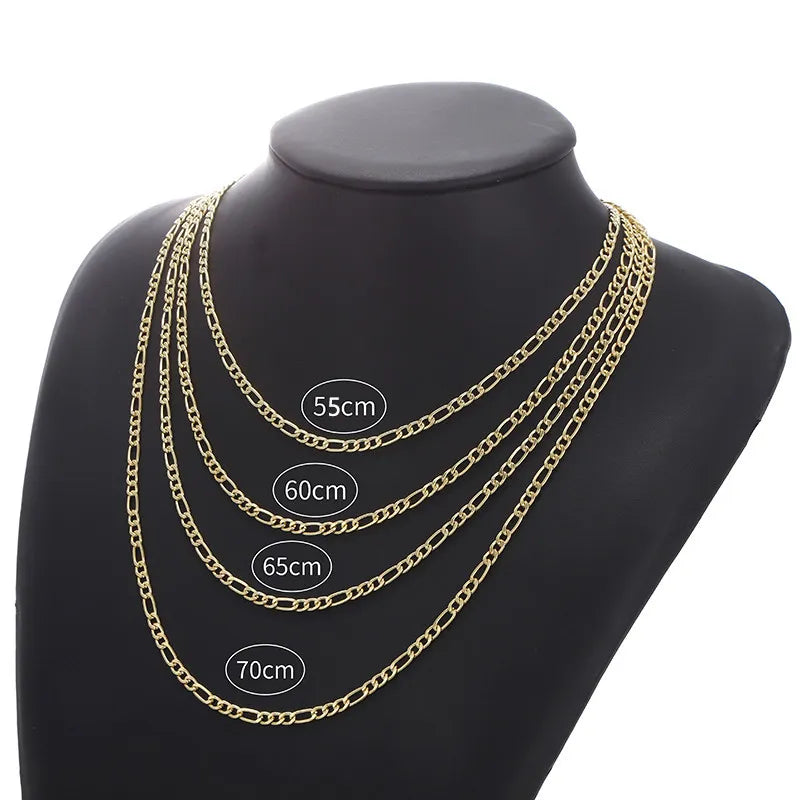 Riolio Fashion New Figaro Chain Necklace For Men Punk Silver Color Stainless Steel Long Necklace Men Hip Hop Jewelry Gift