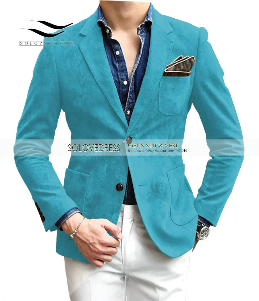 Riolio Flannel Brown Men's suit Fashion Green Jacket Blazer Prom Party Dinner Black Business Coffe Waistcoat Tuxedo  Jacket For Wedding