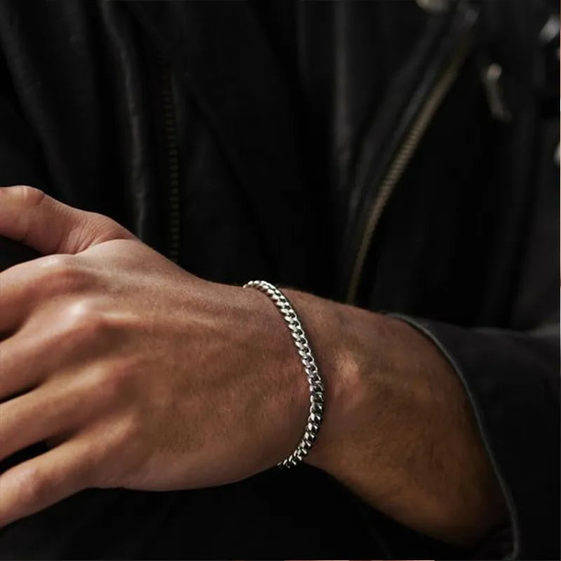 Riolio 3-11mm Chunky Miami Curb Chain Bracelet for Men, Stainless Steel Cuban Link Chain Wristband Classic Punk Heavy Male Jewelry