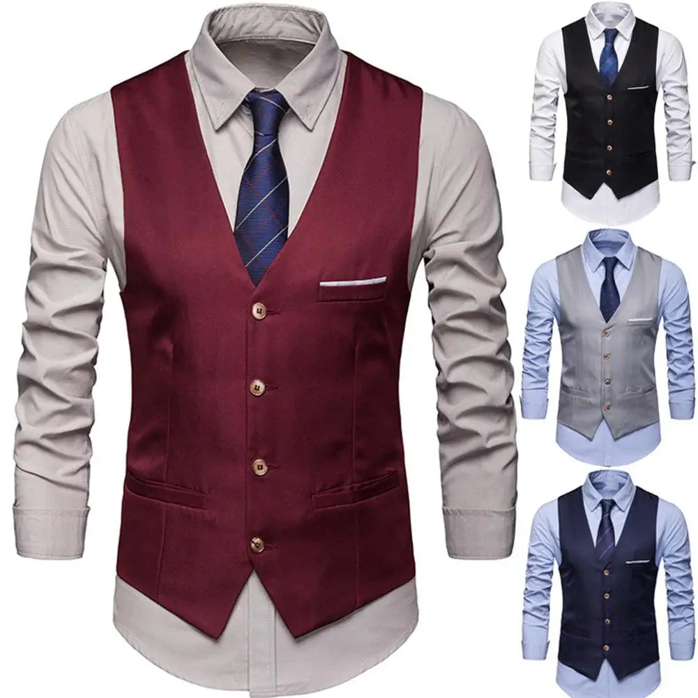 Riolio Dress Vests For Men Slim Fits Mens Suit Vest Male Waistcoat Gilet Homme Casual Sleeveless Formal Business Vest chaleco hombre