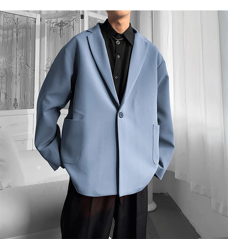 Riolio Korean-style Men Casual Blazers Male One Button Suit Jackets Daily Business Streetwear All-match Simple Suit-tops