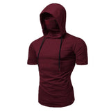 Riolio New Hooded T-shirt Men Fashion Style Personality Stretch Leisure Sport Shirt Ninja Suit Short-sleeved T-shirt Mask Suit Tops