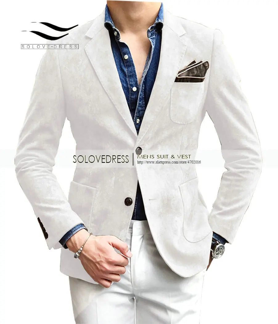 Riolio Flannel Brown Men's suit Fashion Green Jacket Blazer Prom Party Dinner Black Business Coffe Waistcoat Tuxedo  Jacket For Wedding