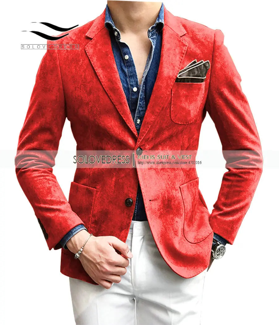 Riolio Flannel Brown Men's suit Fashion Green Jacket Blazer Prom Party Dinner Black Business Coffe Waistcoat Tuxedo  Jacket For Wedding