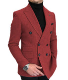 Riolio Formal New Burgundy Red Grey Lapel Tux Men Slim Fit Suits Coat Jacket Custom Made For Wendding Party Woolen cloth