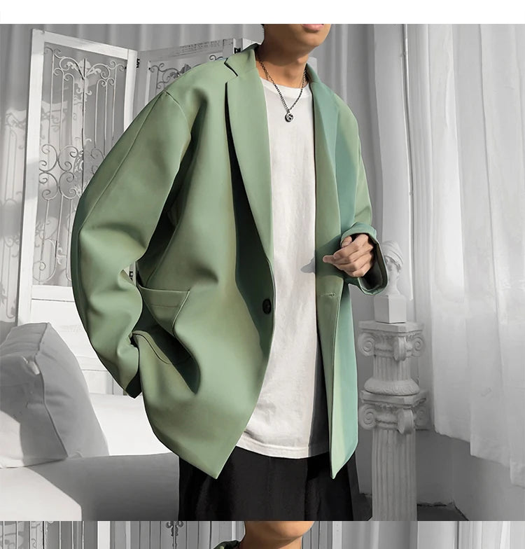 Riolio Korean-style Men Casual Blazers Male One Button Suit Jackets Daily Business Streetwear All-match Simple Suit-tops