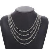Riolio Fashion New Figaro Chain Necklace For Men Punk Silver Color Stainless Steel Long Necklace Men Hip Hop Jewelry Gift