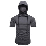 Riolio New Hooded T-shirt Men Fashion Style Personality Stretch Leisure Sport Shirt Ninja Suit Short-sleeved T-shirt Mask Suit Tops