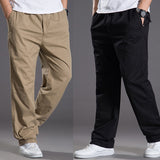Riolio Mens casual Cargo Cotton pants men pocket loose Straight Pants Elastic Work Trousers Brand Fit Joggers Male Super Large Size 6XL