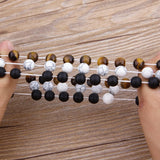 Riolio 2pcs/set Style Couples Distance Bracelet Natural Stone Yoga Beaded Bracelet for Men Women Friend Gift Charm Strand Jewelry