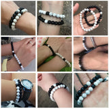 Riolio 2pcs/set Style Couples Distance Bracelet Natural Stone Yoga Beaded Bracelet for Men Women Friend Gift Charm Strand Jewelry