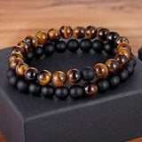 Riolio 2pcs/set Style Couples Distance Bracelet Natural Stone Yoga Beaded Bracelet for Men Women Friend Gift Charm Strand Jewelry