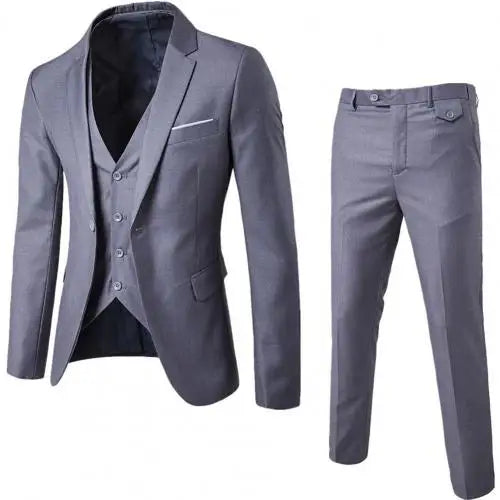 Riolio suit fashion 3pcs Suit Men Slim Formal Suit Solid Color Blazer Vest Pants Set 3 Piece Mens Suit Business Suit costume homme костюм мужской